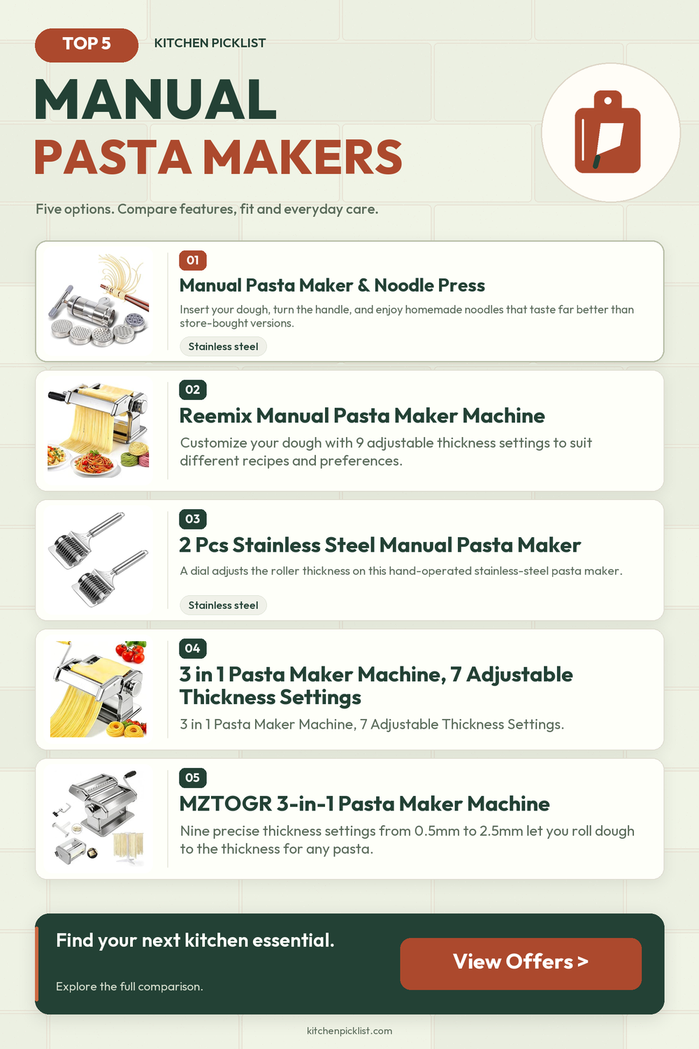 Manual pasta makers: five selected products compared — Kitchen Picklist