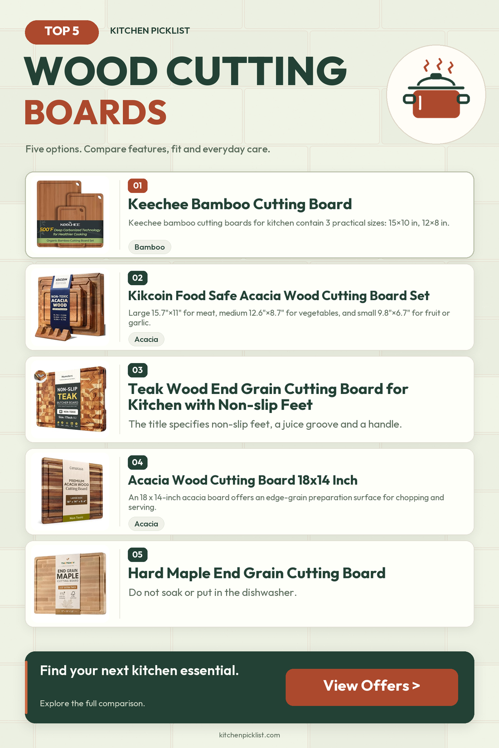 Wood cutting boards: five selected products compared — Kitchen Picklist